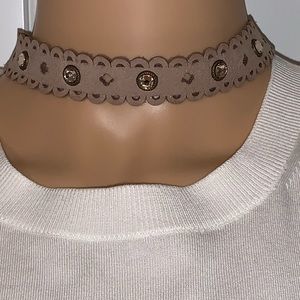 Leather and crystal choker